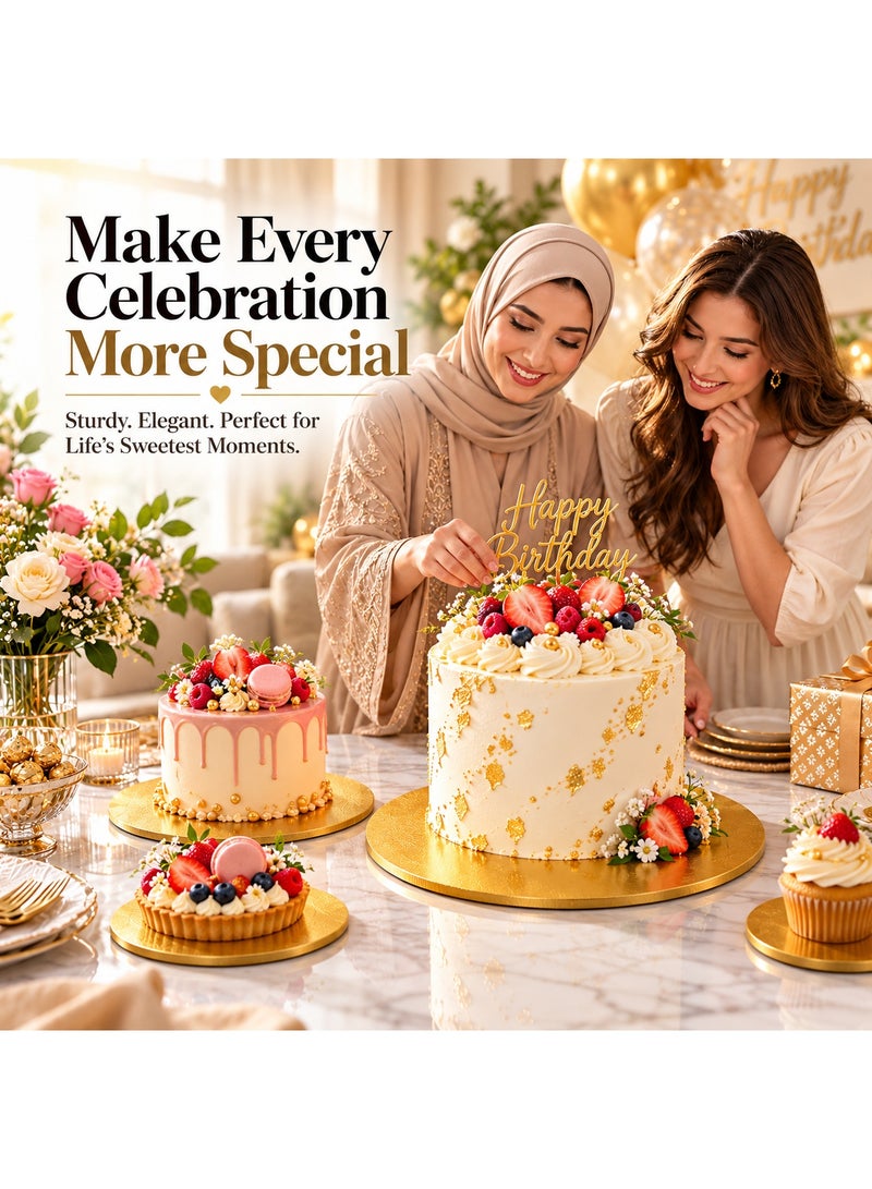 BERAM Gold Cake Boards Set, Round Cake Base Boards in Assorted Sizes, Sturdy Metallic Cake Display Boards for Birthday, Wedding, Anniversary & Celebration Cakes, Elegant Dessert Presentation - Image 2