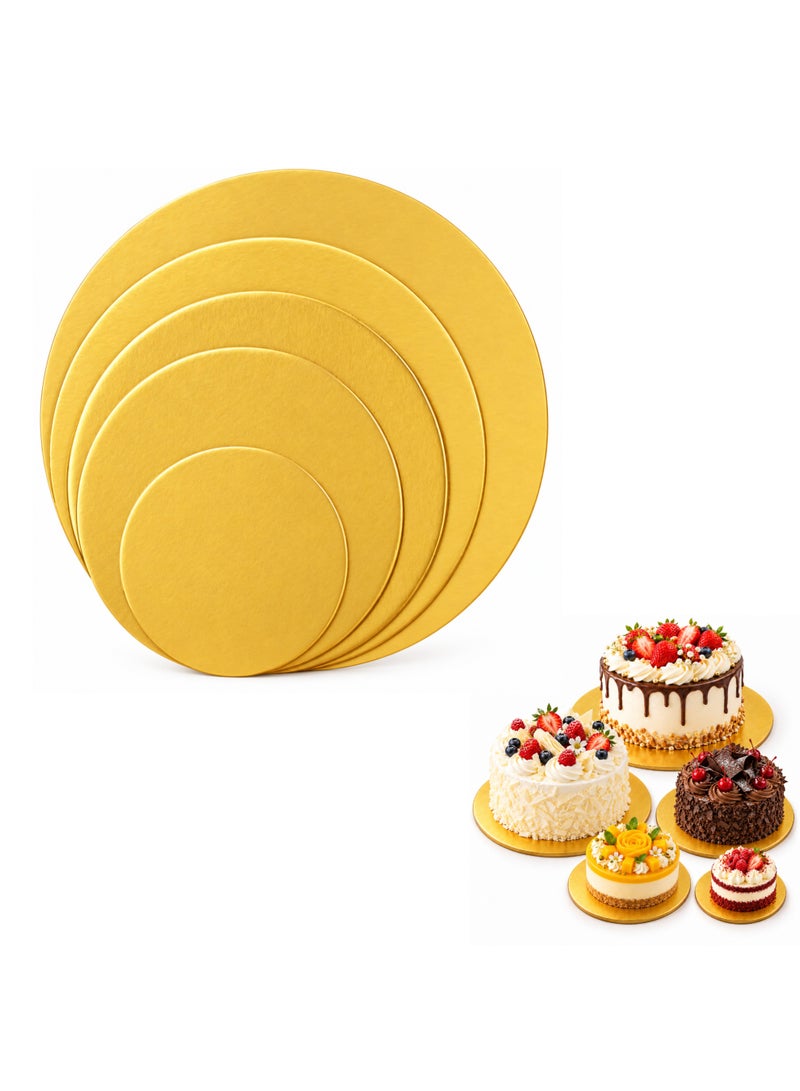 BERAM Gold Cake Boards Set, Round Cake Base Boards in Assorted Sizes, Sturdy Metallic Cake Display Boards for Birthday, Wedding, Anniversary & Celebration Cakes, Elegant Dessert Presentation - Image 1
