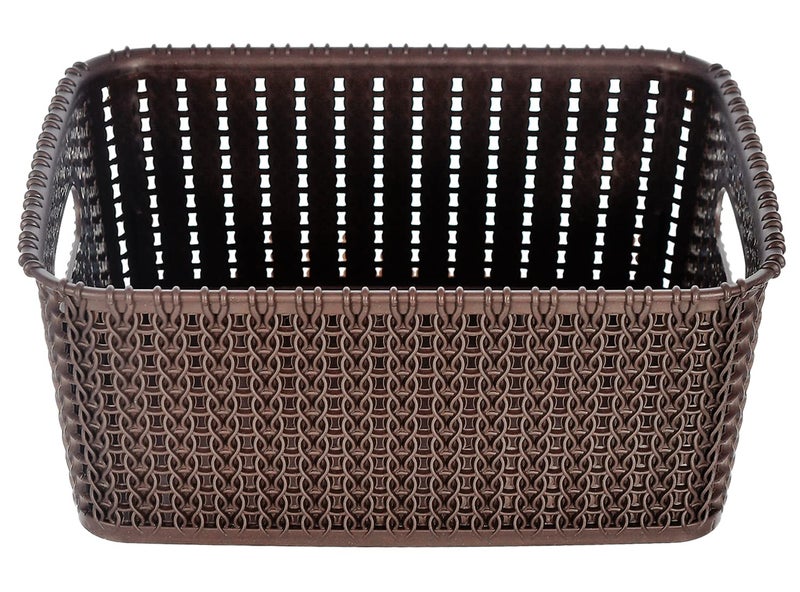 Kuber Industries Multipurposes Large M 20 Plastic Basket, Organizer For Kitchen, Countertops, Cabinets, Bathrooms Without Lid (Brown) -46Kkm086, Rectangular - Image 1