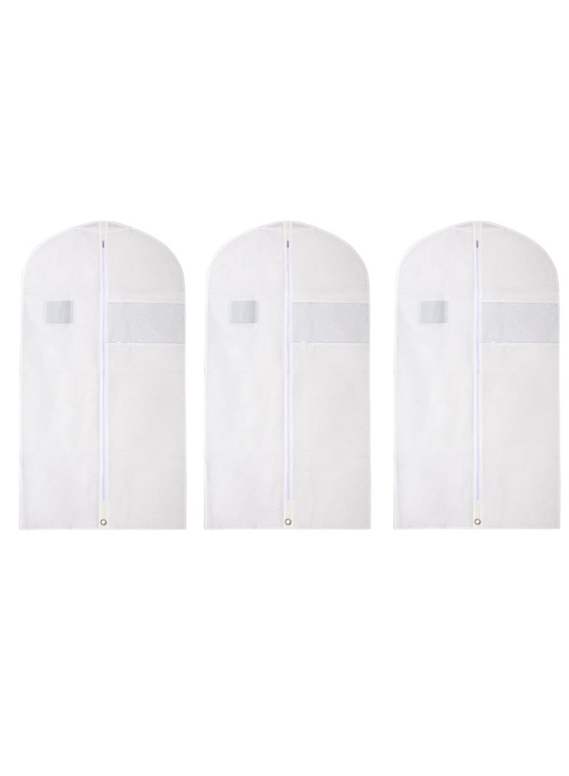 NOVOLAN Suit Dress Dust Bag 3 Pack, Non-Woven Suit Cover Thick Transparent Window Suit Bag Dust & Moisture Protection Suit Storage Bag Dust Bag, Transparent Window Hanger Hole Name Card (152 * 60cm, white) - Image 1