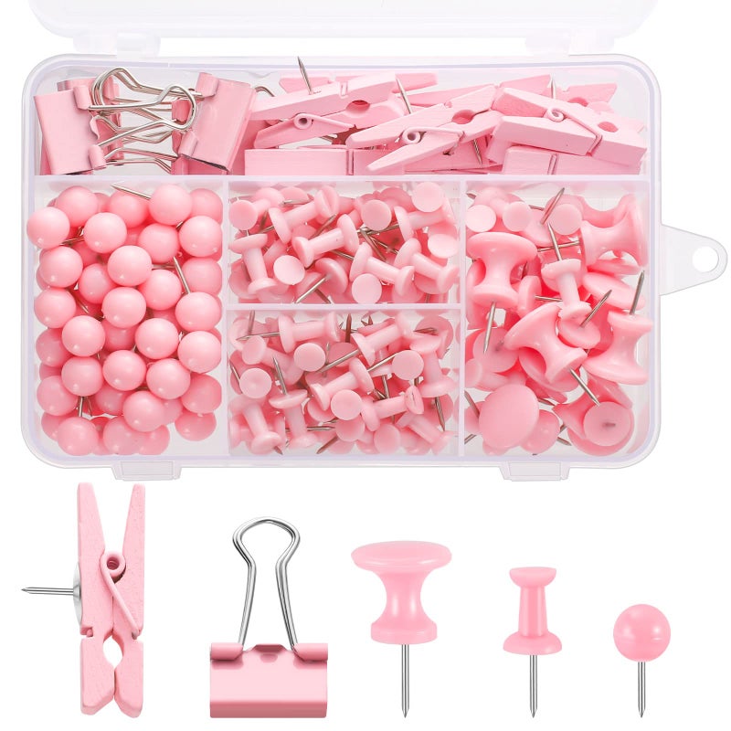 BESARME 200 Pieces Pink Push Pins Thumb Tacks Cute Decorative Push Pins for Cork Board Bulletin Boards Wall Maps Pictures Office Supplies