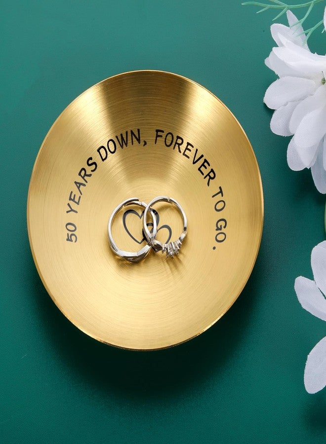 FOOZDEEVAAQ 50th Anniversary Day Gifts for Couple Wedding Anniversary Day Gifts for Wife Gold Anniversarys Day Gift for Parents for Grandma Gold Anniversarys Decoration Valentine Jewelry Tray - Image 2