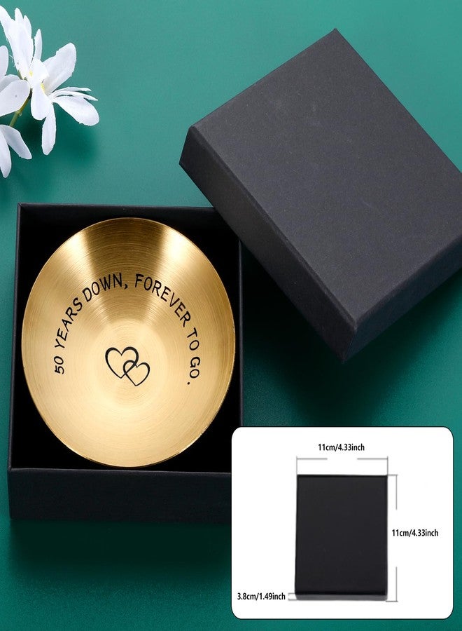 FOOZDEEVAAQ 50th Anniversary Day Gifts for Couple Wedding Anniversary Day Gifts for Wife Gold Anniversarys Day Gift for Parents for Grandma Gold Anniversarys Decoration Valentine Jewelry Tray - Image 4