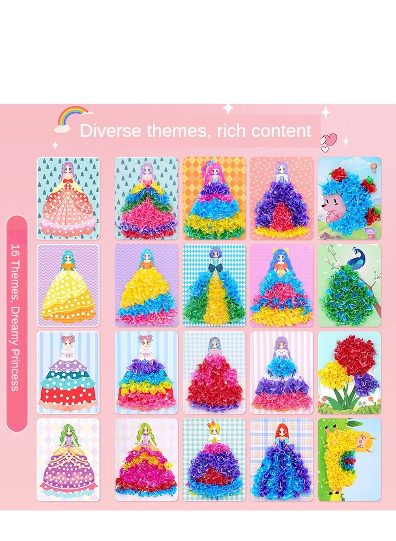 Children's dress-up sticker book, hand-painted DIY crafts, hand-made sticker art quiet book, children's educational toys, 4-pack (random pattern)  - Image 3