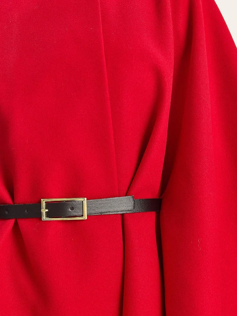 Bianco Lucci Red LUCCI Oversized Wool Blend Overcoat for Women | Best Price UAE