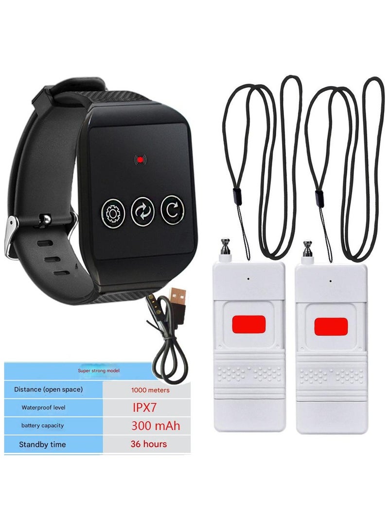 كيلا زر استدعاء مقدم الرعاية اللاسلكي، زر استدعاء الطوارئ الذكي بمدى 1000 متر مع جهاز استقبال قابل لإعادة الشحن، نظام مساعدة متعدد الوظائف - Image 1