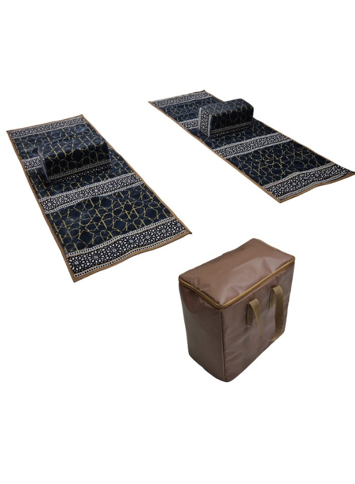 SMART HOME Luxury Heritage Floor Seating Set for Home, Travel, and Camping – Set of 2 Mats (200x70 cm) + 2 Marakesh (45x20 cm) with Waterproof Storage Bag - Image 1