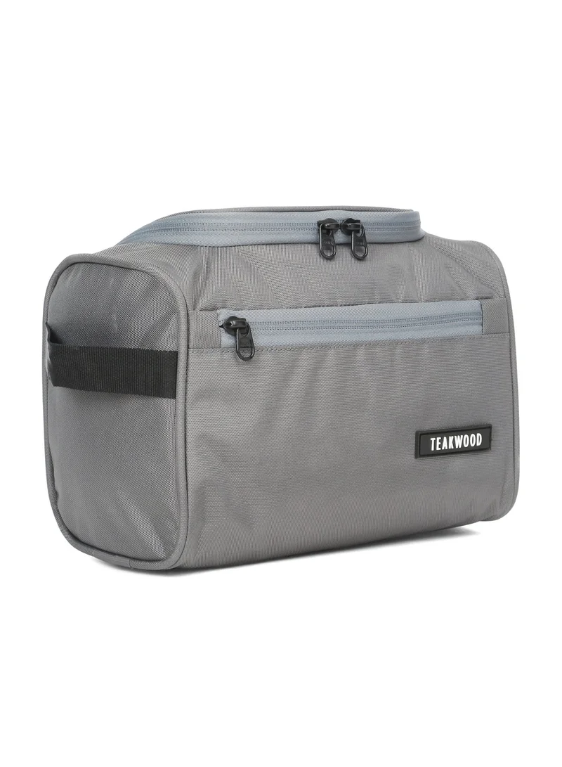 Teakwood Grey Teakwood Essentials Grey Travel Toiletry Bag | Large Capacity Wash Bag for Men & Women | Water-Resistant | Multi-Compartment | Hanging Hook | Durable Easy-to-Clean Grooming Organizer | Ideal for Travel, Gym & Bathroom Use  | Best Price UAE