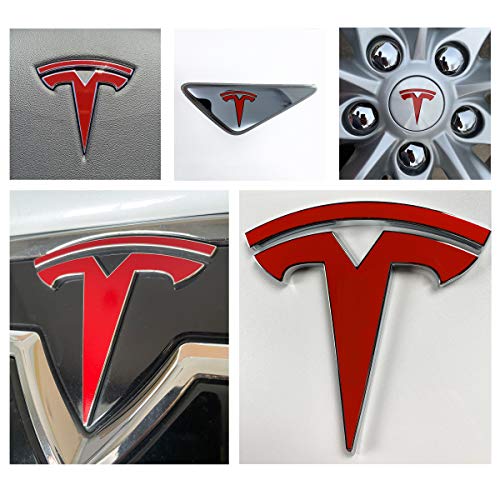 Custom Cut Graphics Logo Decal Wrap for Tesla Model S, Nosecone, 14-pc Set (Gloss Red) - Image 1