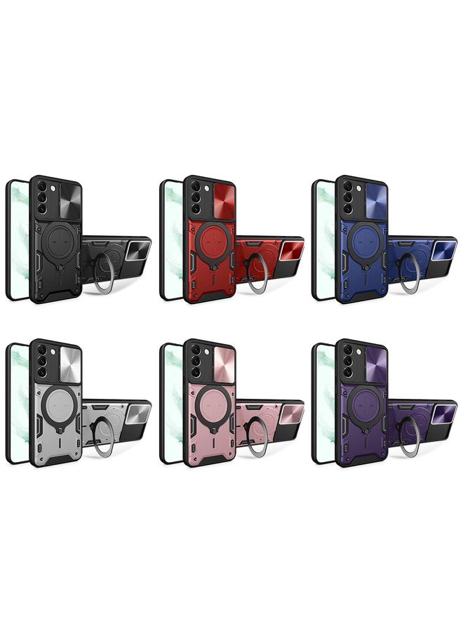 اس-توب جراب لهاتف Samsung Galaxy S22 5G CD Texture Camshield حامل مغناطيسي للهاتف - Image 2