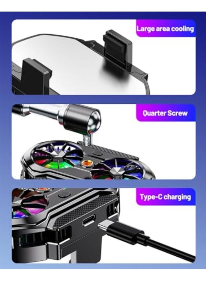 TERRIFI Phone Cooler for Gaming, Cooling Fan with LED Temperature Display, Cellphone Radiator with Dual Semi-Conductor Cooling Chip, Fits 4.5 to 7in Phones, 1/4 Hole for Phone Holders - Image 2