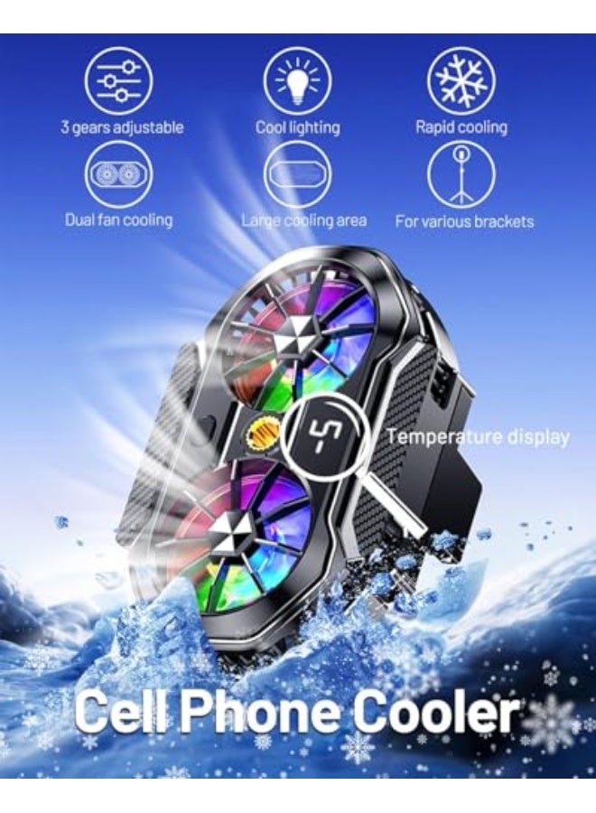 TERRIFI Phone Cooler for Gaming, Cooling Fan with LED Temperature Display, Cellphone Radiator with Dual Semi-Conductor Cooling Chip, Fits 4.5 to 7in Phones, 1/4 Hole for Phone Holders - Image 4