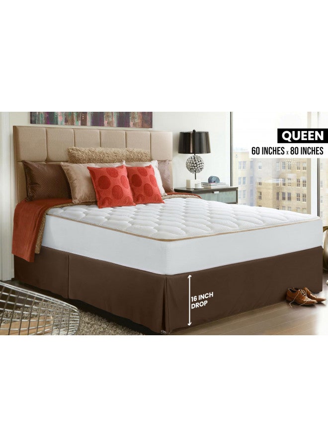 Utopia Bedding Queen Bed Skirt - Soft Quadruple Pleated Ruffle - Easy Fit with 16 Inch Tailored Drop - Hotel Quality, Shrinkage and Fade Resistant (Queen, Brown) - Image 2