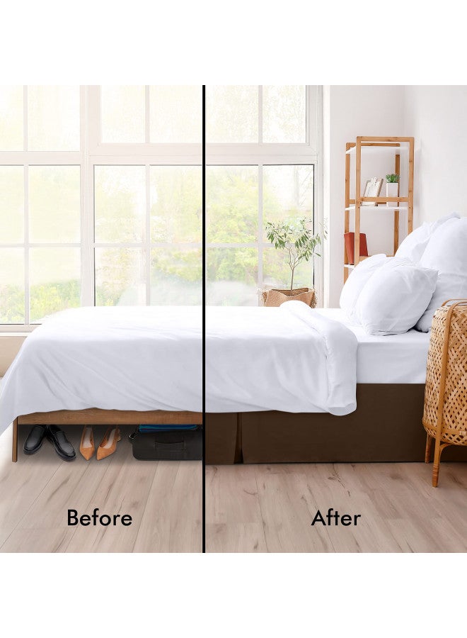 Utopia Bedding Queen Bed Skirt - Soft Quadruple Pleated Ruffle - Easy Fit with 16 Inch Tailored Drop - Hotel Quality, Shrinkage and Fade Resistant (Queen, Brown) - Image 3