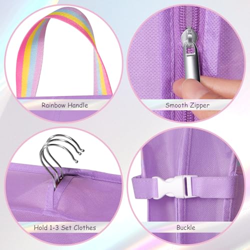 KEEGH Garment Bags for Dance Costumes 40 Inch, Kids Dance Costume Bag for Dancers with 3 Zipper Pockets, Transparent Window, Zipper Closure, Purple - Image 3