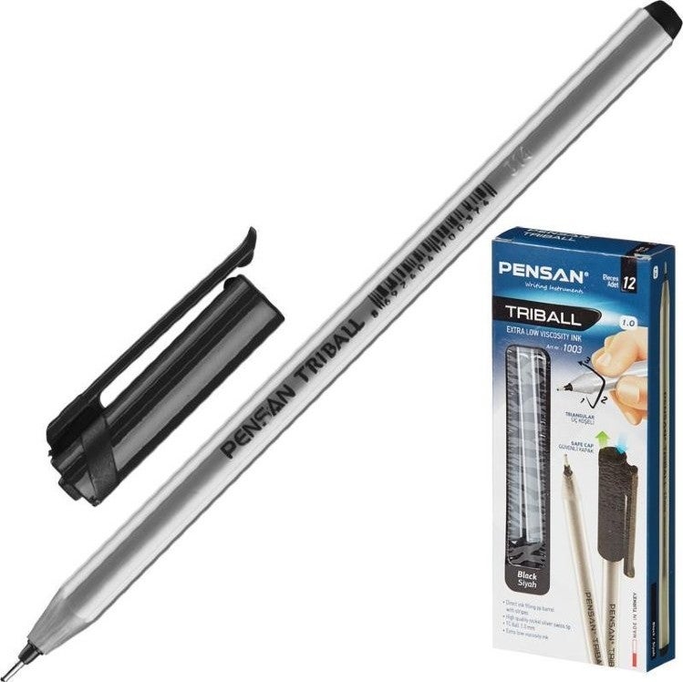 Pensan Triball Black Ballpoint Pen 10 pcs
