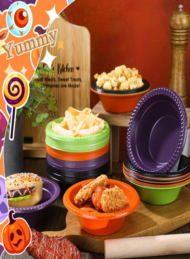 Layhit 100 Pcs Halloween Christmas Disposable Plastic Bowls 12 oz Soup Dessert Salad Bowl Candy Snack Plate Serving Supplies for Holiday Thanksgiving Fall Wedding Party Picnic - Image 5