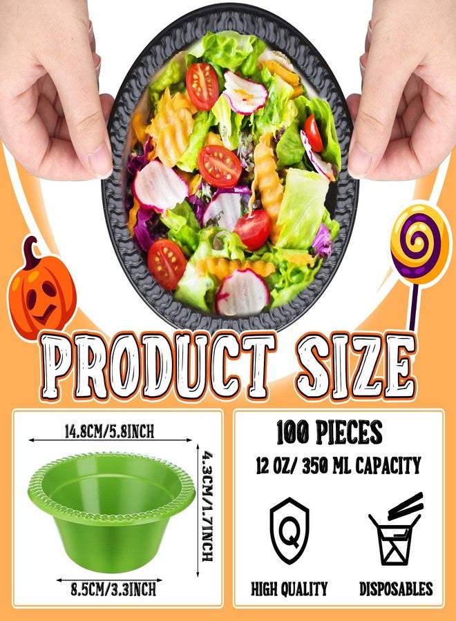 Layhit 100 Pcs Halloween Christmas Disposable Plastic Bowls 12 oz Soup Dessert Salad Bowl Candy Snack Plate Serving Supplies for Holiday Thanksgiving Fall Wedding Party Picnic - Image 2