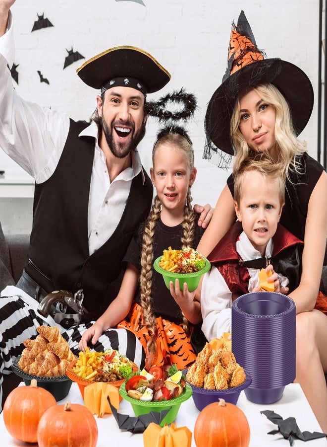 Layhit 100 Pcs Halloween Christmas Disposable Plastic Bowls 12 oz Soup Dessert Salad Bowl Candy Snack Plate Serving Supplies for Holiday Thanksgiving Fall Wedding Party Picnic - Image 4