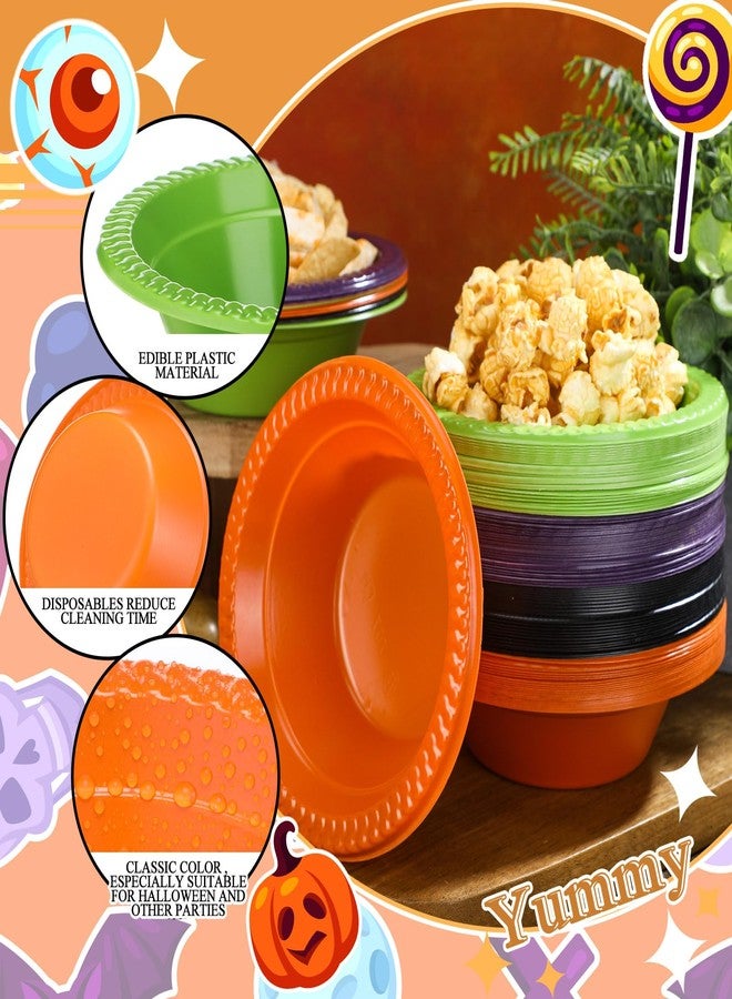 Layhit 100 Pcs Halloween Christmas Disposable Plastic Bowls 12 oz Soup Dessert Salad Bowl Candy Snack Plate Serving Supplies for Holiday Thanksgiving Fall Wedding Party Picnic - Image 3