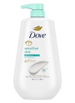 Dove Body Wash with Pump Sensitive Skin Hypoallergenic, Paraben-Free, Sulfate-Free, Cruelty-Free, Moisturizing Skin Cleanser Effectively Washes Away Bacteria While Nourishing Skin 30.6 oz