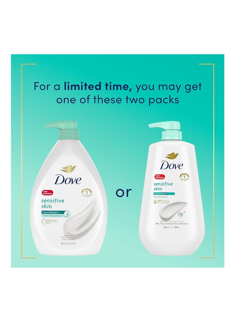 Dove - Dove Body Wash with Pump Sensitive Skin Hypoallergenic, Paraben-Free, Sulfate-Free, Cruelty-Free, Moisturizing Skin Cleanser Effectively Washes Away Bacteria While Nourishing Skin 30.6 oz - Image 1