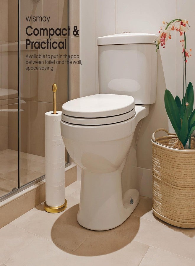 Wismay Toilet Paper Holder Stand for Max 5 Paper Rolls, Freestanding TP Holder, Roll Holder Storage, Stainless Steel - Gold - Image 4