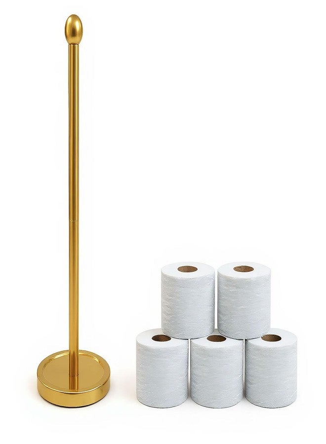 Wismay Toilet Paper Holder Stand for Max 5 Paper Rolls, Freestanding TP Holder, Roll Holder Storage, Stainless Steel - Gold - Image 1