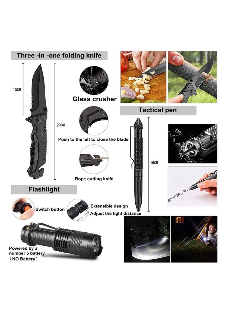 Generic - 23 Kinds Outdoor Gear Camping Survival Kit Professional Emergency Kits Survival Gear and Equipment with Bag for Men Camping Outdoor Adventures - Image 1