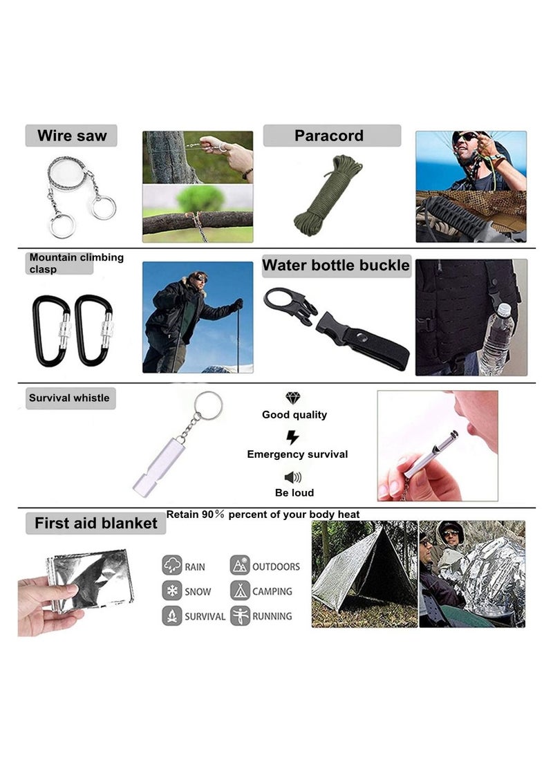 Generic - 23 Kinds Outdoor Gear Camping Survival Kit Professional Emergency Kits Survival Gear and Equipment with Bag for Men Camping Outdoor Adventures - Image 1
