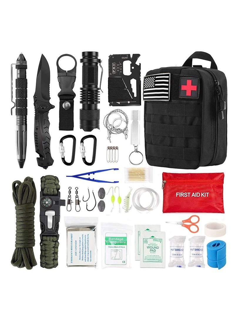 Generic - 23 Kinds Outdoor Gear Camping Survival Kit Professional Emergency Kits Survival Gear and Equipment with Bag for Men Camping Outdoor Adventures - Image 1
