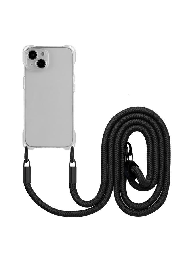 S-TOP Case For iPhone 15 Plus Four-corner Shockproof TPU Phone Case with Lanyard - Image 1