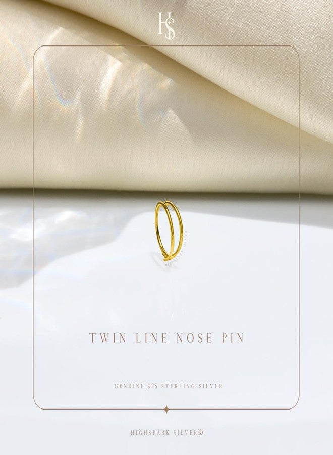 HighSpark 925 Silver Nose Ring for Women in 18K Gold Finish | 92.5 Sterling Silver & Stunning Shine | Lovely Gift for Women & Girls - Double Line - Image 3