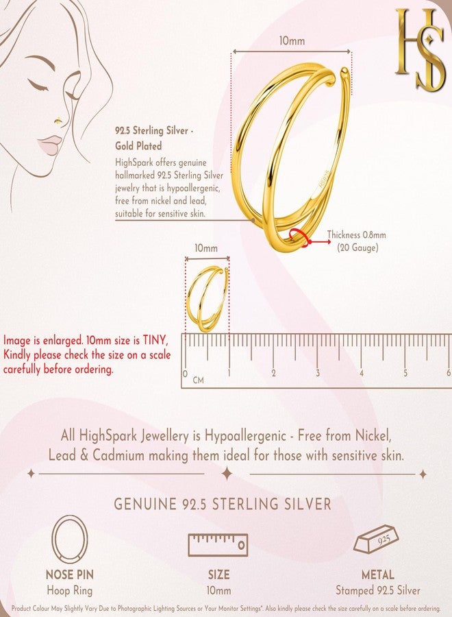 HighSpark 925 Silver Nose Ring for Women in 18K Gold Finish | 92.5 Sterling Silver & Stunning Shine | Lovely Gift for Women & Girls - Double Line - Image 2