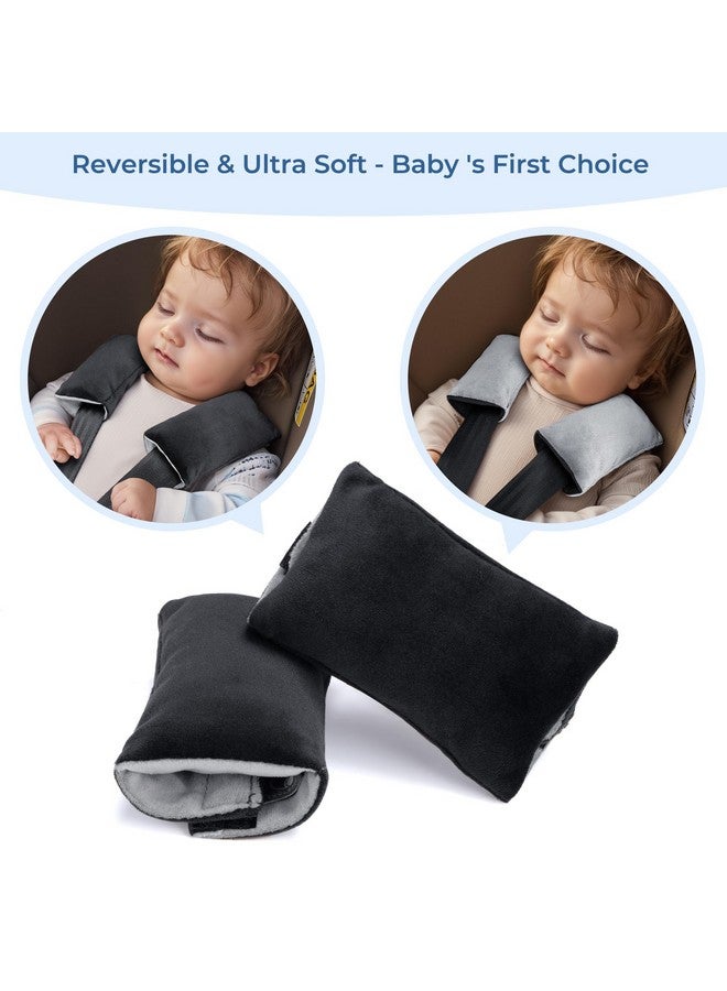 COOLBEBE Car Seat Straps Shoulder Pads for Baby Kids, Super Soft Seat Belt Covers for All Car Seats/Pushchair/Stroller/High Chair（Black/Grey) - Image 3