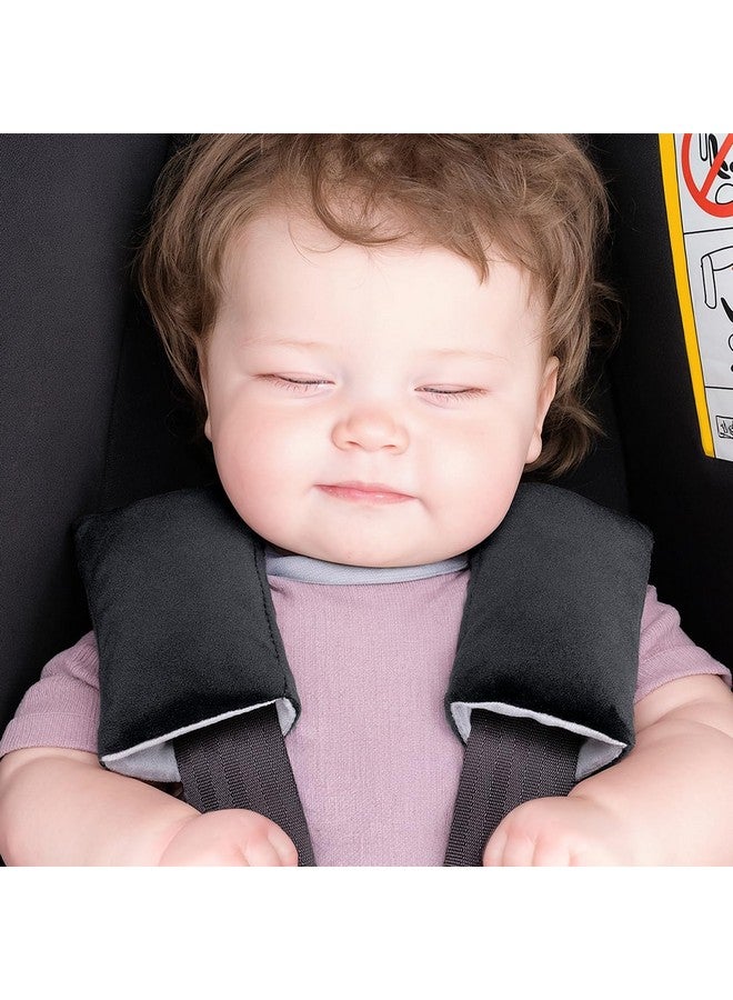 COOLBEBE Car Seat Straps Shoulder Pads for Baby Kids, Super Soft Seat Belt Covers for All Car Seats/Pushchair/Stroller/High Chair（Black/Grey) - Image 2