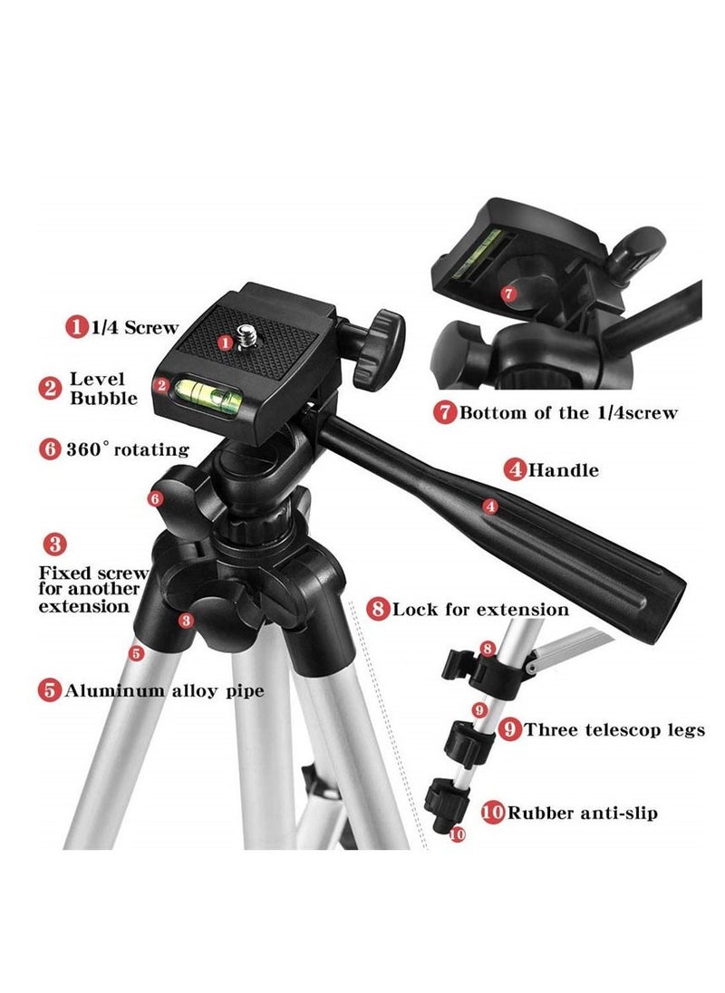 Generic 130 Cm Extendable Phone Tripod And Camera Stand With Bluetooth Remote And Clip And 10 Inch Fill Light  - Image 4