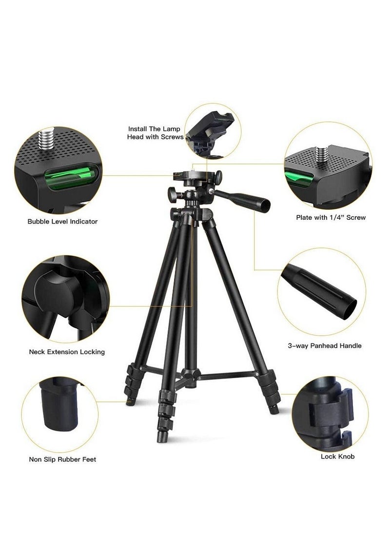 Generic - 130 Cm Extendable Phone Tripod And Camera Stand With Bluetooth Remote And Clip And 10 Inch Fill Light - Image 1