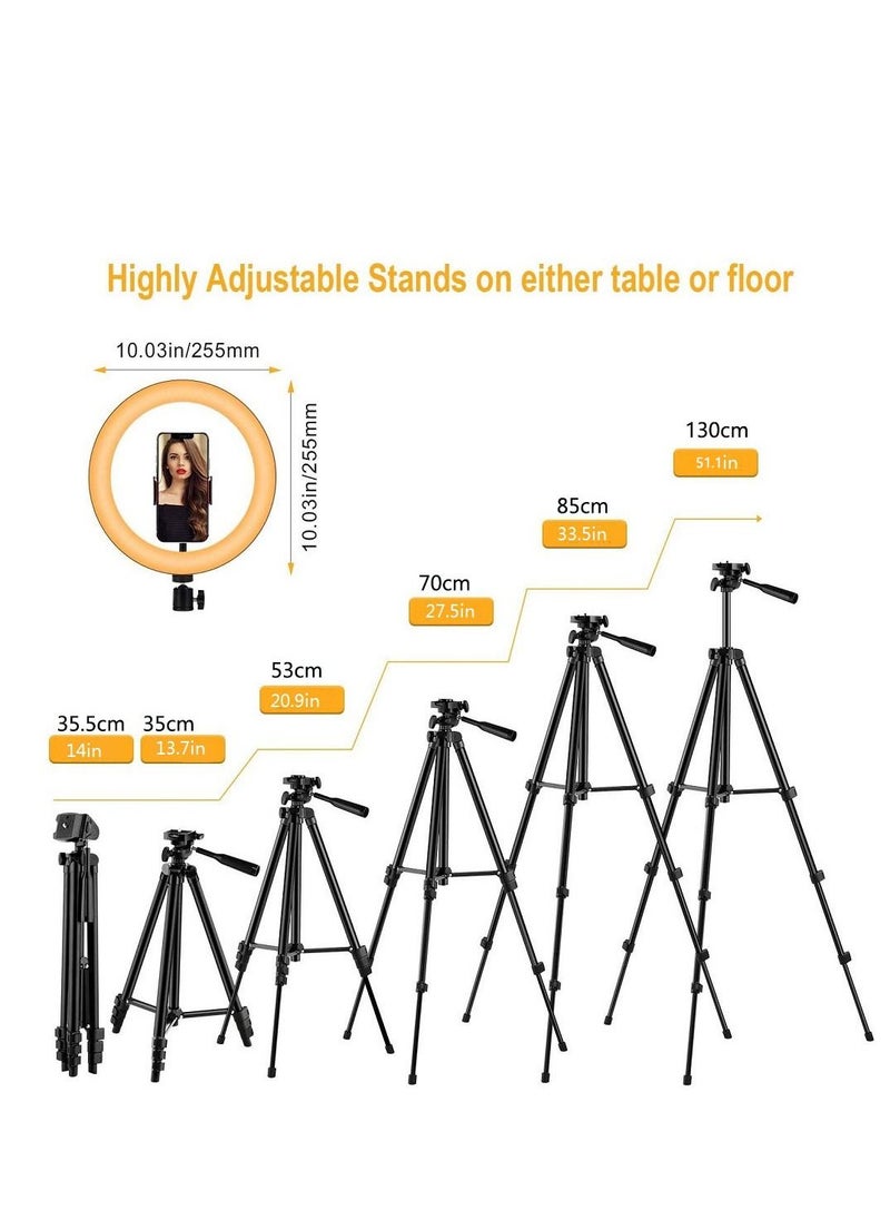 Generic - 130 Cm Extendable Phone Tripod And Camera Stand With Bluetooth Remote And Clip And 10 Inch Fill Light - Image 1
