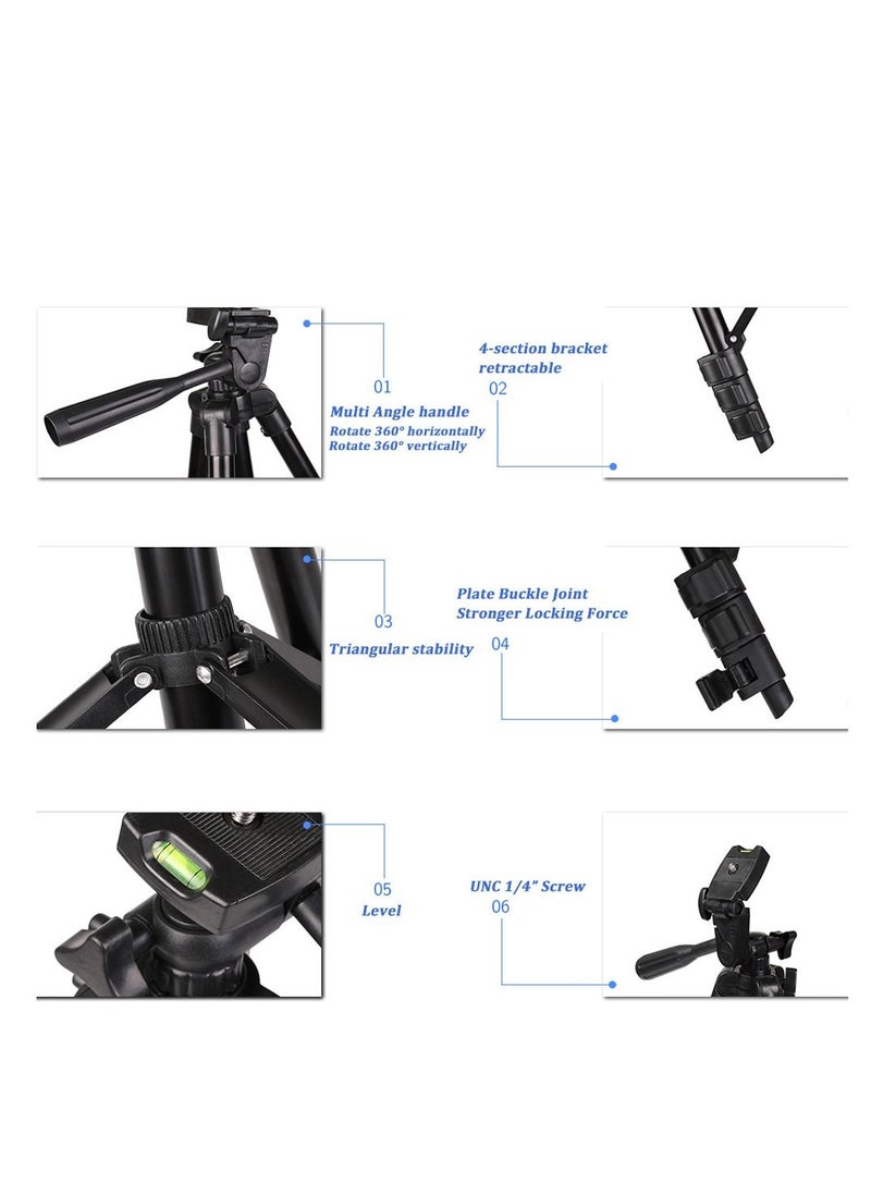 Generic 130 Cm Extendable Phone Tripod And Camera Stand With Bluetooth Remote And Clip And 10 Inch Fill Light  - Image 5
