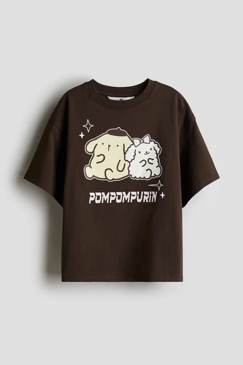 اتش اند ام تي-شيرت قطني مزين بطبعات