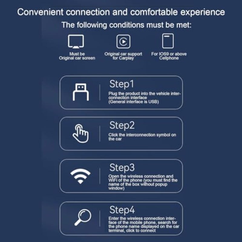 محول CarPlay وAndroid Auto اللاسلكي، 2 في 1 AI Box Bluetooth 5.0/WiFi Connect، التحكم الصوتي الذكي، التوصيل والتشغيل، متوافق مع IOS 9+، للسيارة الأصلية - Image 5