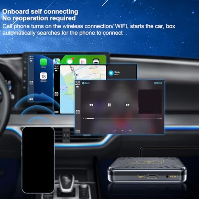 محول CarPlay وAndroid Auto اللاسلكي، 2 في 1 AI Box Bluetooth 5.0/WiFi Connect، التحكم الصوتي الذكي، التوصيل والتشغيل، متوافق مع IOS 9+، للسيارة الأصلية - Image 4
