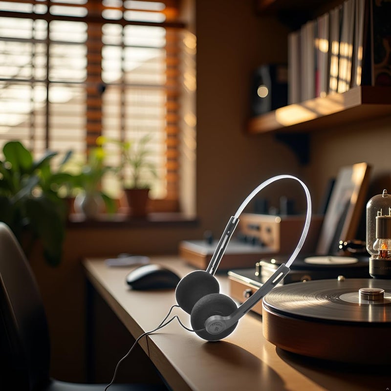 Junfamilee Retro Over-Ear Headphone,Vintage Feelings Underwire Headphones,Retro Lightweight Earphones,Hi-Fi Stereo Earphone Headset,Headphone,for Most Mobile Phones Playback Pevices Headphones (Black) - Image 3