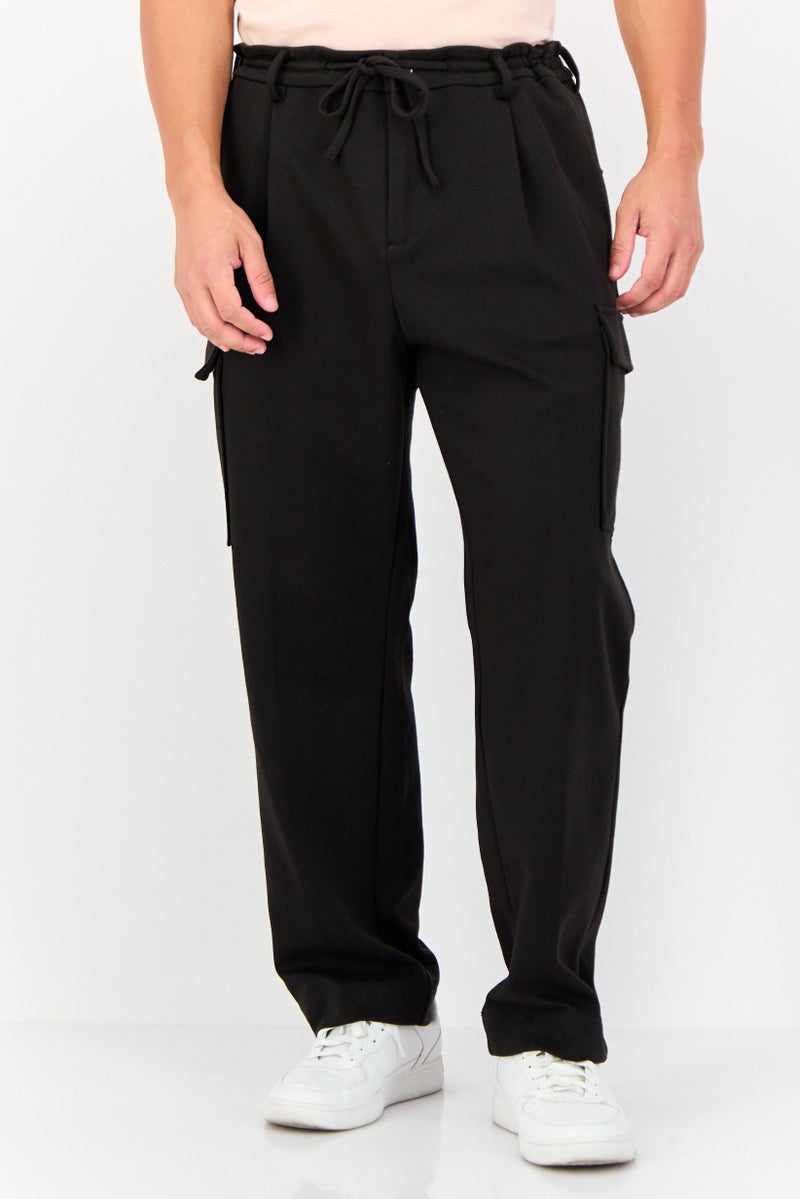 Celio Men Regular Fit Solid Cargo Pants, Black  - Image 1
