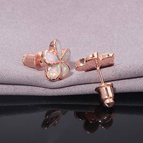 CiNily Hypoallergenic Flower Stud Earrings, Pink Opal Stud Earrings 14K Rose Gold Plated Flower Jewelry for Mom, Women - Image 5