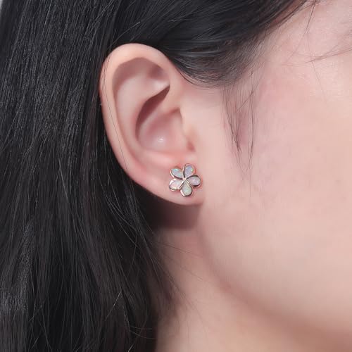 CiNily Hypoallergenic Flower Stud Earrings, Pink Opal Stud Earrings 14K Rose Gold Plated Flower Jewelry for Mom, Women - Image 3