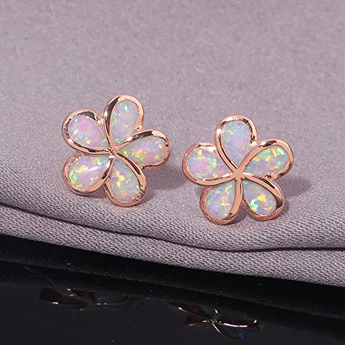 CiNily Hypoallergenic Flower Stud Earrings, Pink Opal Stud Earrings 14K Rose Gold Plated Flower Jewelry for Mom, Women - Image 4