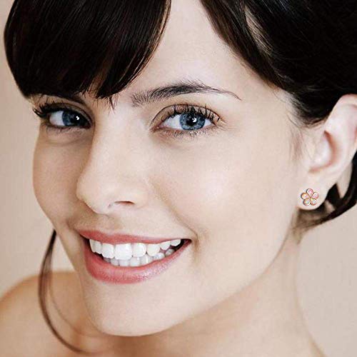 CiNily Hypoallergenic Flower Stud Earrings, Pink Opal Stud Earrings 14K Rose Gold Plated Flower Jewelry for Mom, Women - Image 2