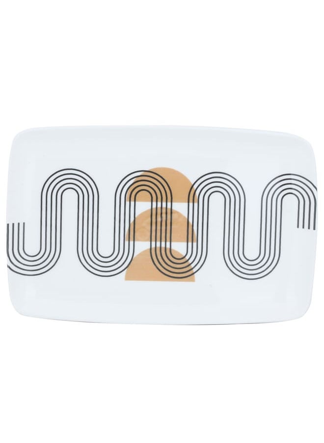 Alsaif Gallery White rectangular Turkish serving plate with sun pattern  - Image 2